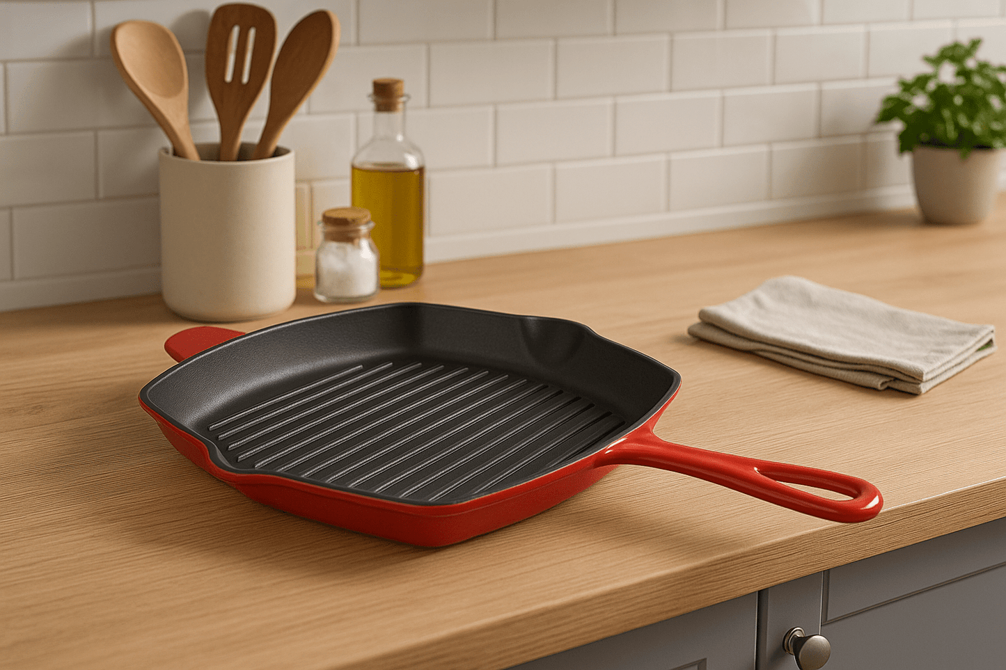 26CM Cast Iron Grill Pan – Red or Grey – Grill Pans in South Africa from Aegis Homewares