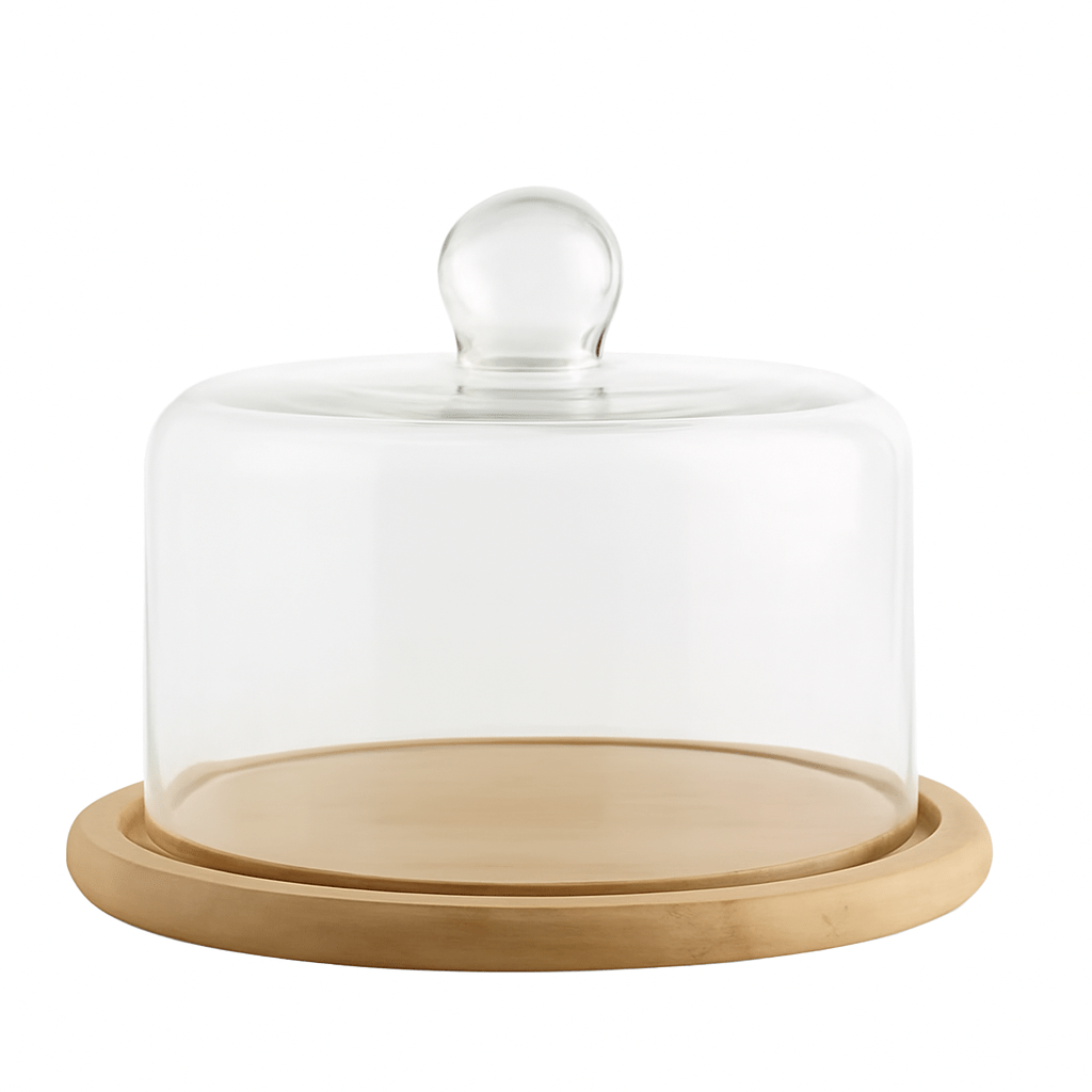 28cm Natural Bamboo Cake Dome with Glass Cover – Cake Dome in South Africa from Aegis Homewares