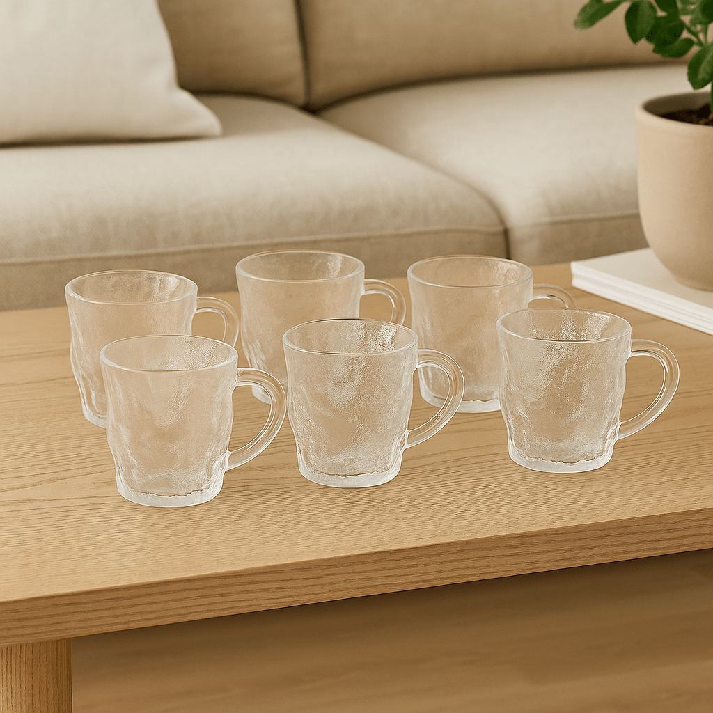 290ml Glacier Frosted Gradient Glass Mug with Handle – Set of 6 – Drinking Glass Set in South Africa from Aegis Homewares