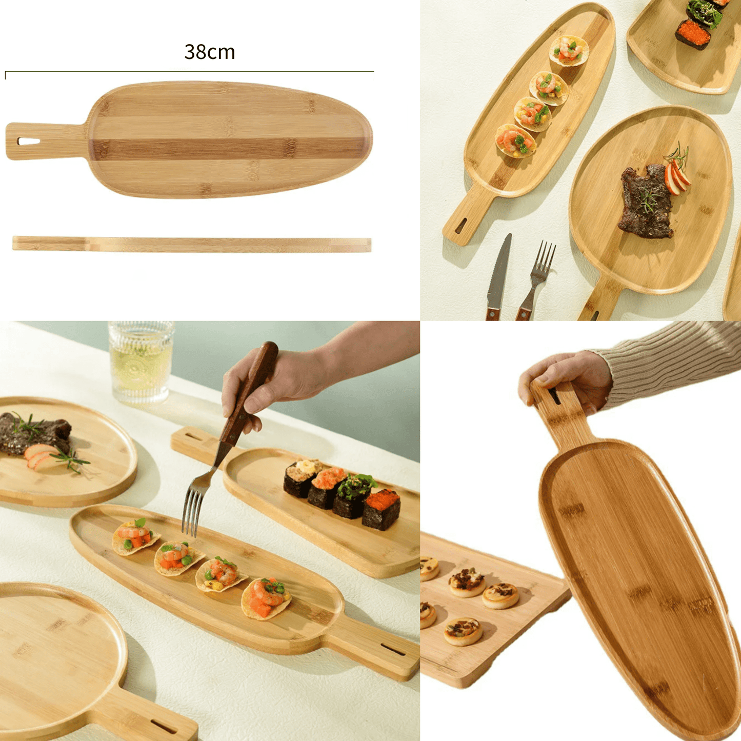 38cm Natural Bamboo Leaf - Shaped Pizza Board – Board in South Africa from Aegis Homewares