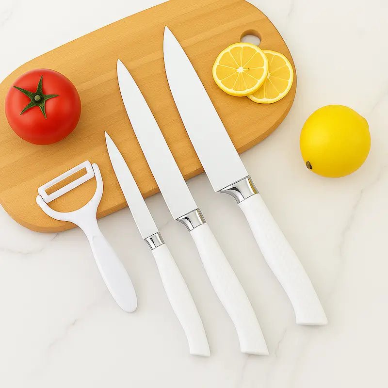 4 - Piece Stainless Steel Knife & Peeler Set – White Grip – Knife Set in South Africa from Aegis Homewares