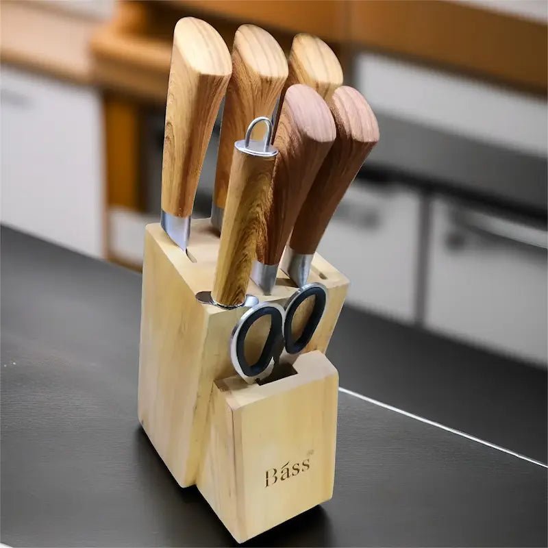 8 - Piece Knife Set with Natural Wooden Handles & Block – Knife Set in South Africa from Aegis Homewares