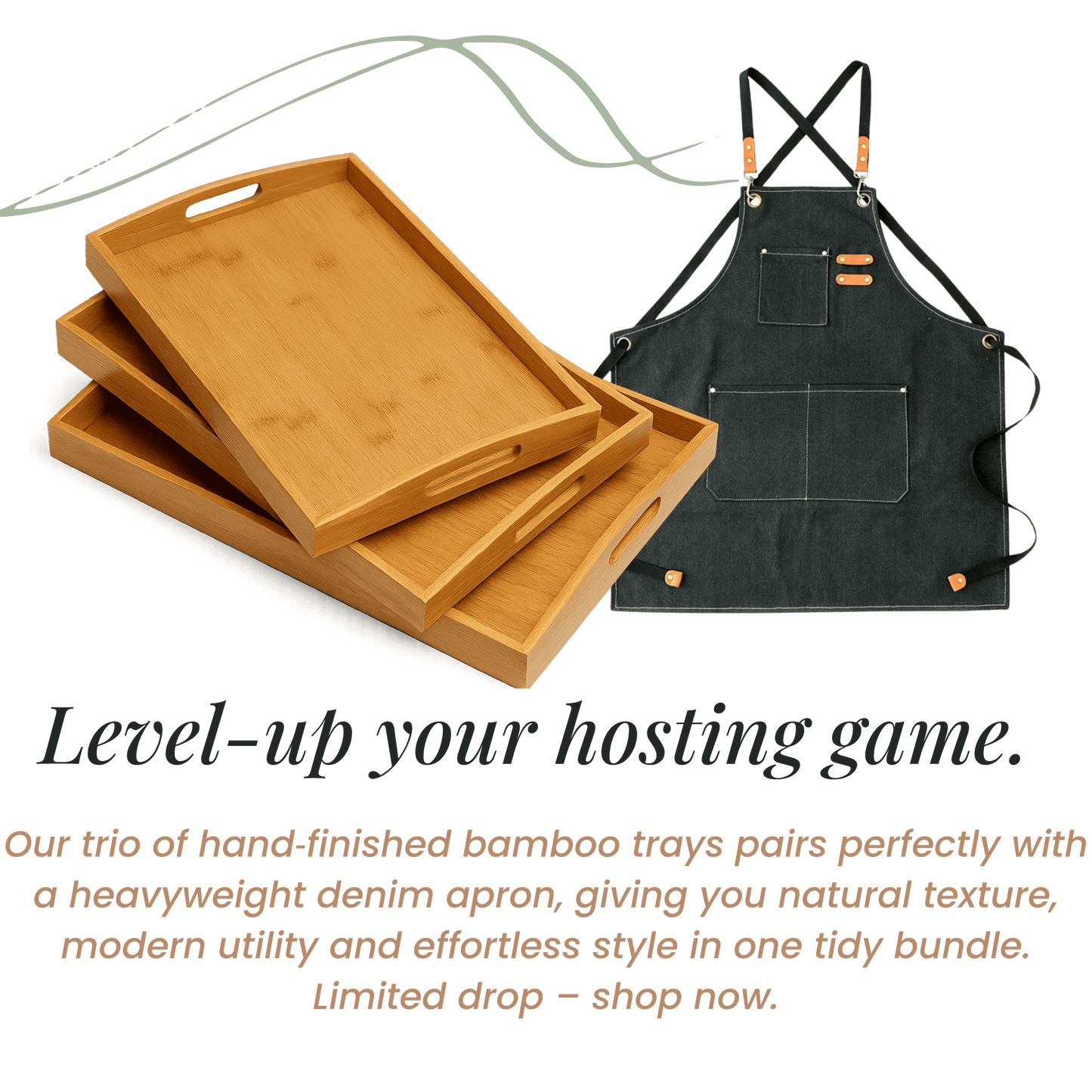 Apron & Bamboo Tray Gift Set – Kitchen Bundle in South Africa from Aegis Homewares