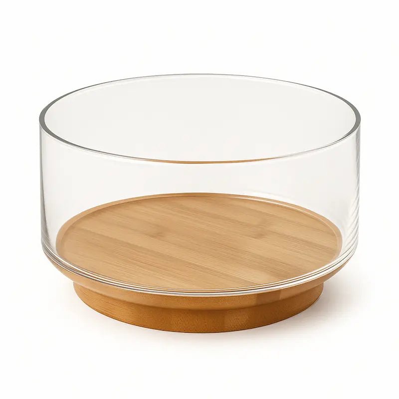 Bamboo Essence Salad Bowl – Glass with Bamboo Base – Salad Bowl in South Africa from Aegis Homewares