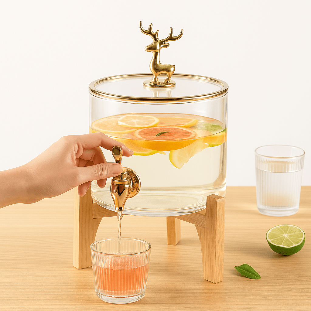 Bamboo & Gold Beverage Dispenser – 5L or 8L – Juice Dispenser in South Africa from Aegis Homewares