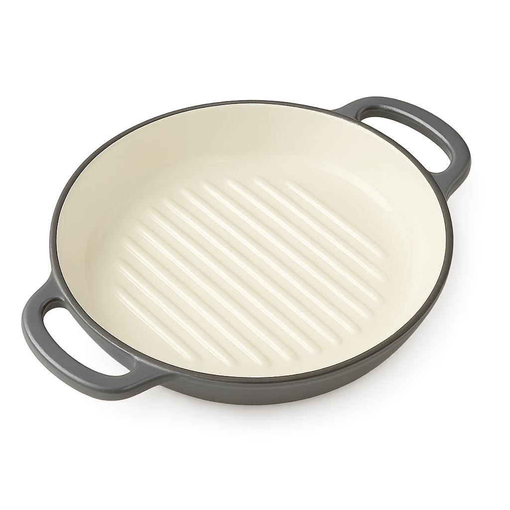 Black or Grey Enamel - Coated Cast Iron Grill Pan – 26cm – Dual Handles – Grill Pans in South Africa from Aegis Homewares