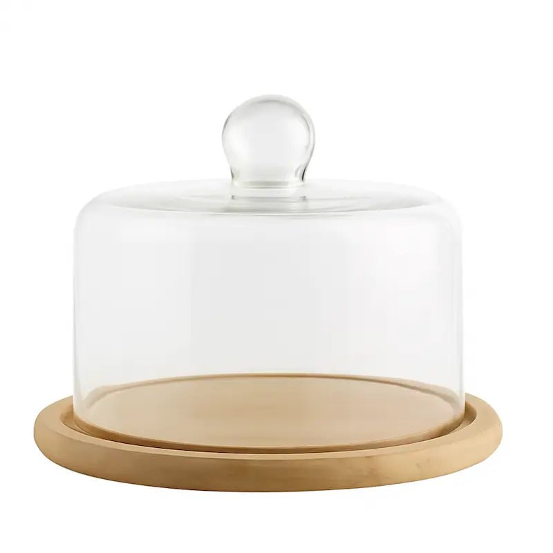 Natural Bamboo Cake Dome and Base – 28cm Glass Cover and Base – Cake Dome in South Africa from Aegis Homewares
