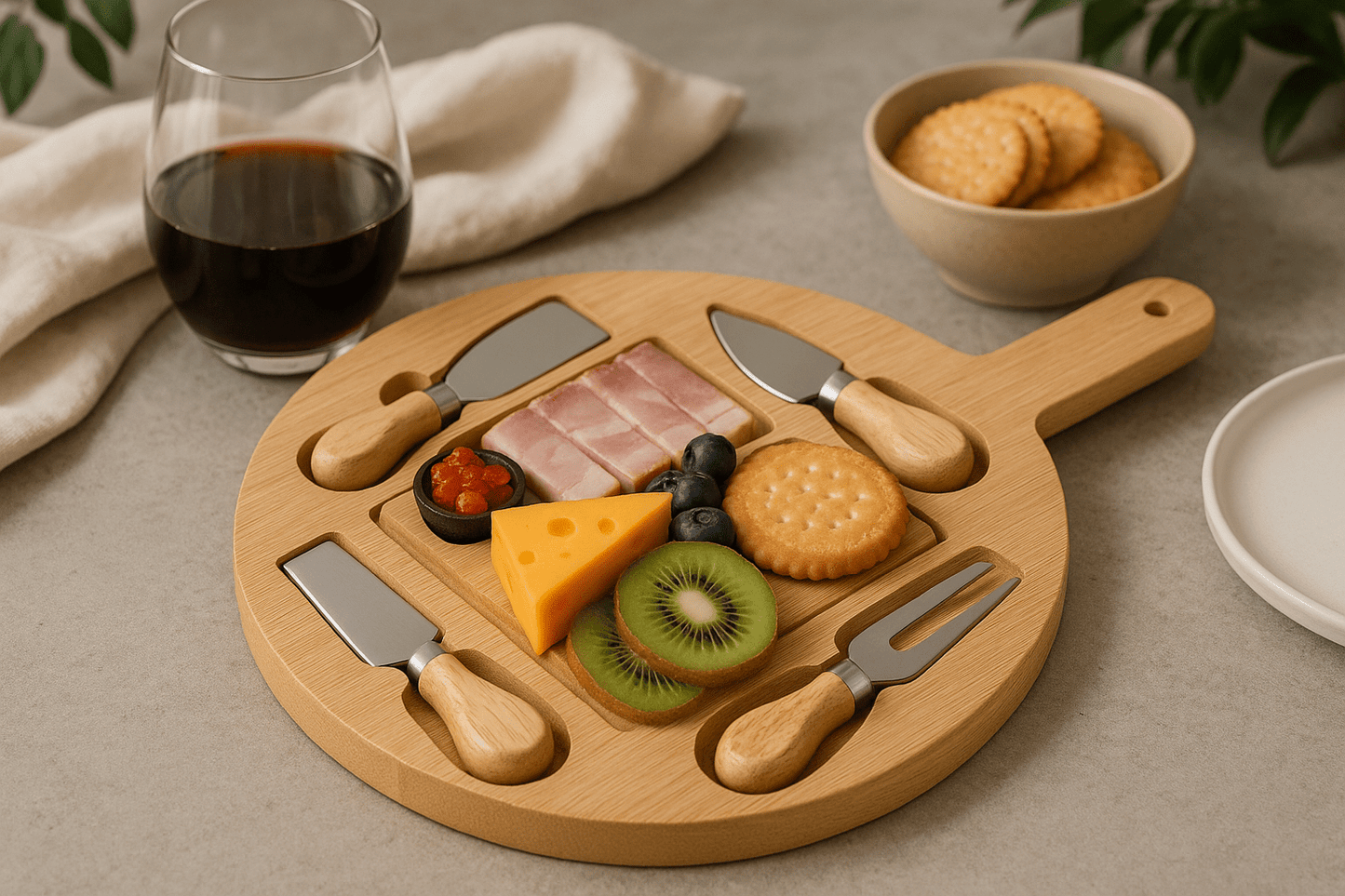 Pizza and Cheese Board with 4PC Utensil Set – Cheese Board in South Africa from Aegis Homewares