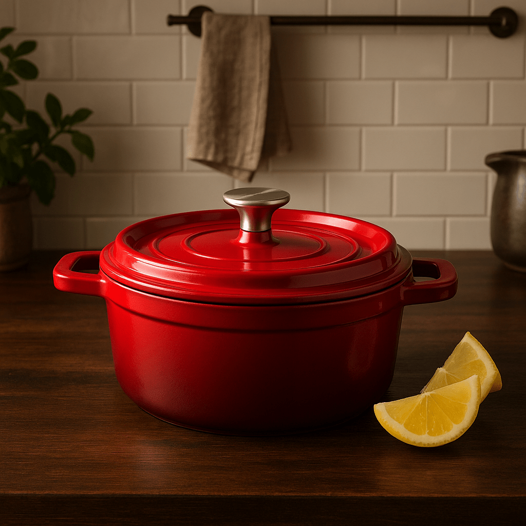 24CM Red Enameled Cast Iron Casserole Pot – Superior Heat & Style – in South Africa from Aegis Homewares