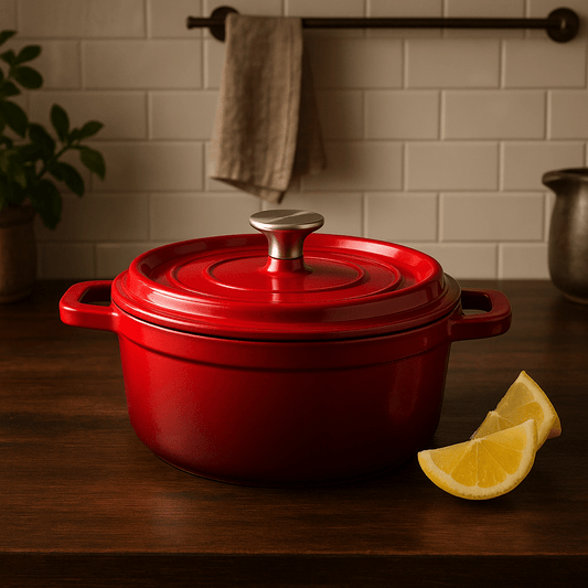24CM Red Enameled Cast Iron Casserole Pot – Superior Heat & Style – in South Africa from Aegis Homewares