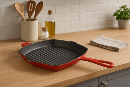 26CM Cast Iron Grill Pan – Red or Grey – Grill Pans in South Africa from Aegis Homewares