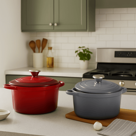 26CM Premium Cast Iron Casserole – Boost Your Cooking - in Red or Grey – Casserole Pots in South Africa from Aegis Homewares