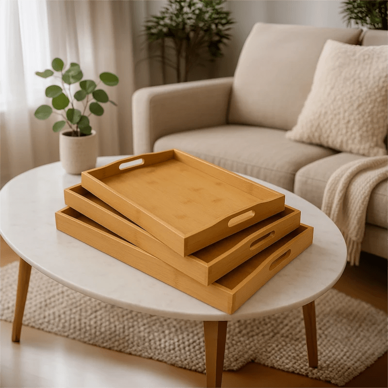 3 - Piece Bamboo Tray Set – Serve, Organise, Impress – Serving Tray in South Africa from Aegis Homewares