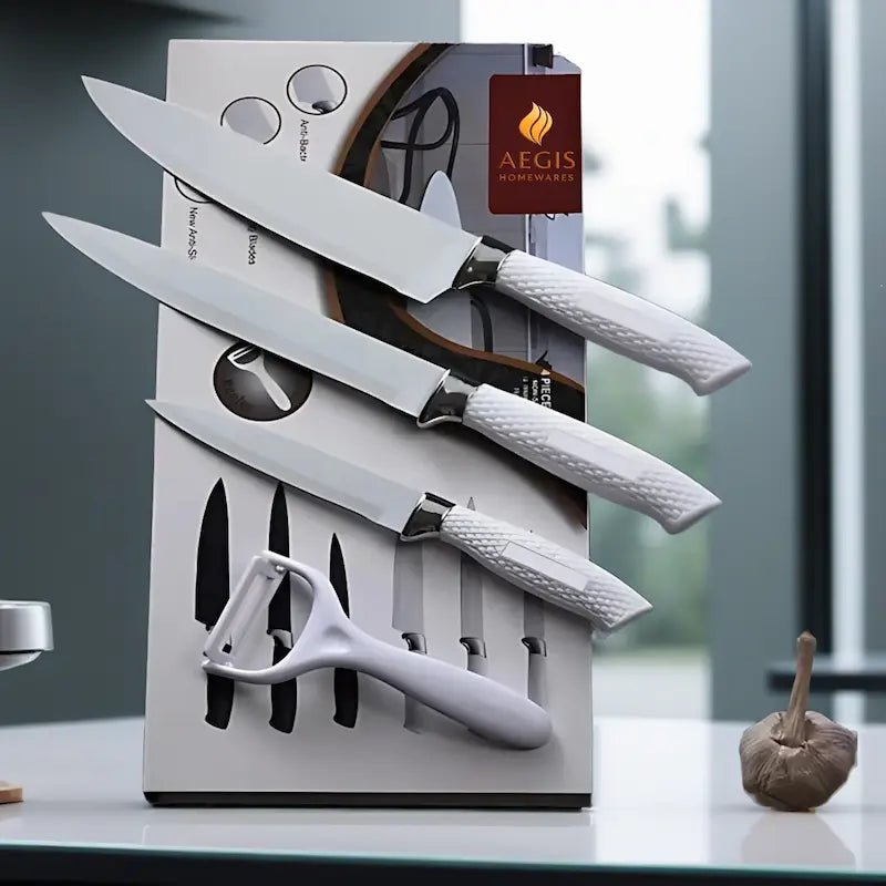 4 - Piece Stainless Steel Knife & Peeler Set – White Grip – Knife Set in South Africa from Aegis Homewares