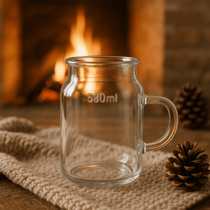 580ml Clear Glass Milk - Tin Mug with Handle – Drinking Glass Set in South Africa from Aegis Homewares