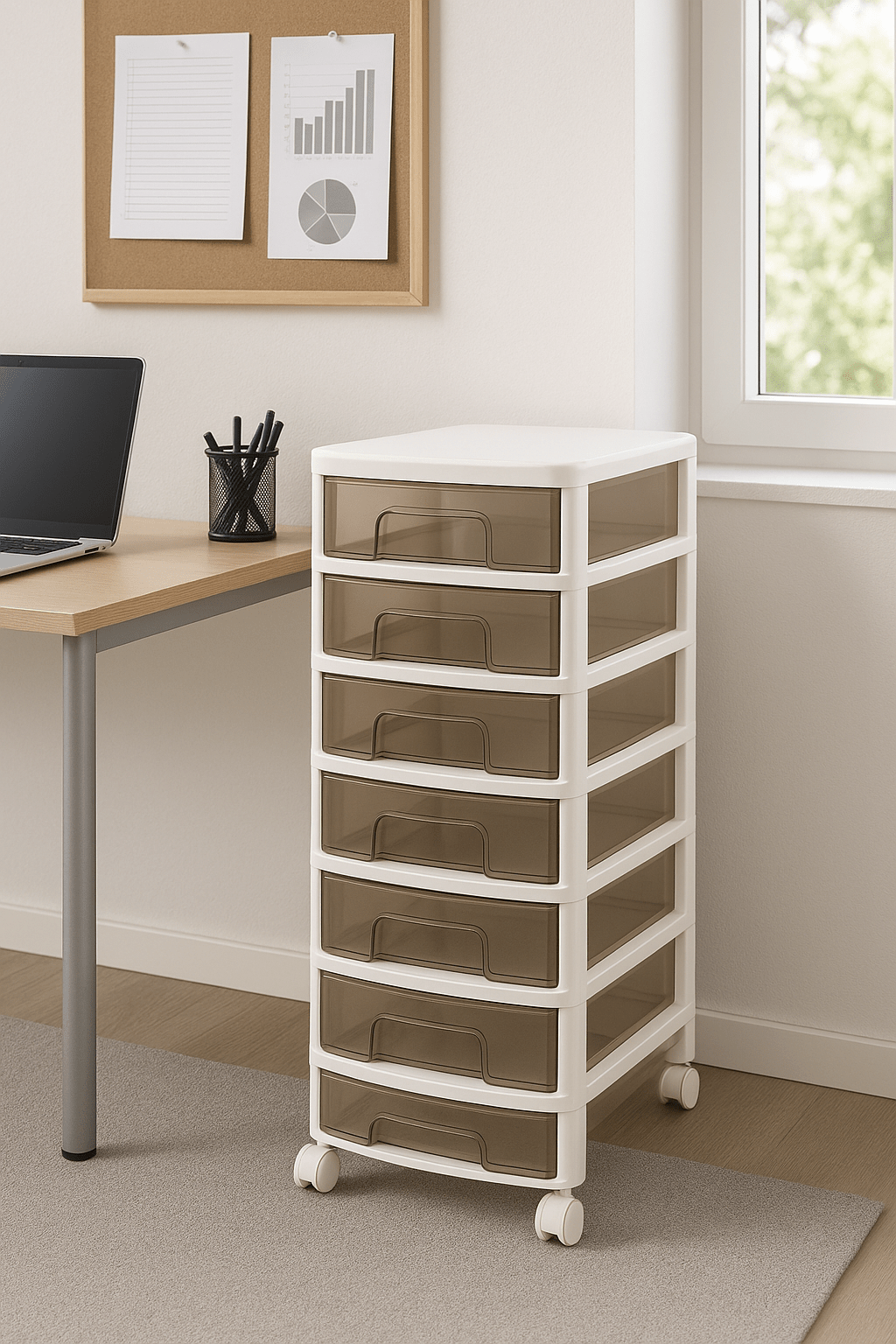 7 - Tier White Mobile Desk Organizer – Compact Drawer Unit – Desk Organiser in South Africa from Aegis Homewares