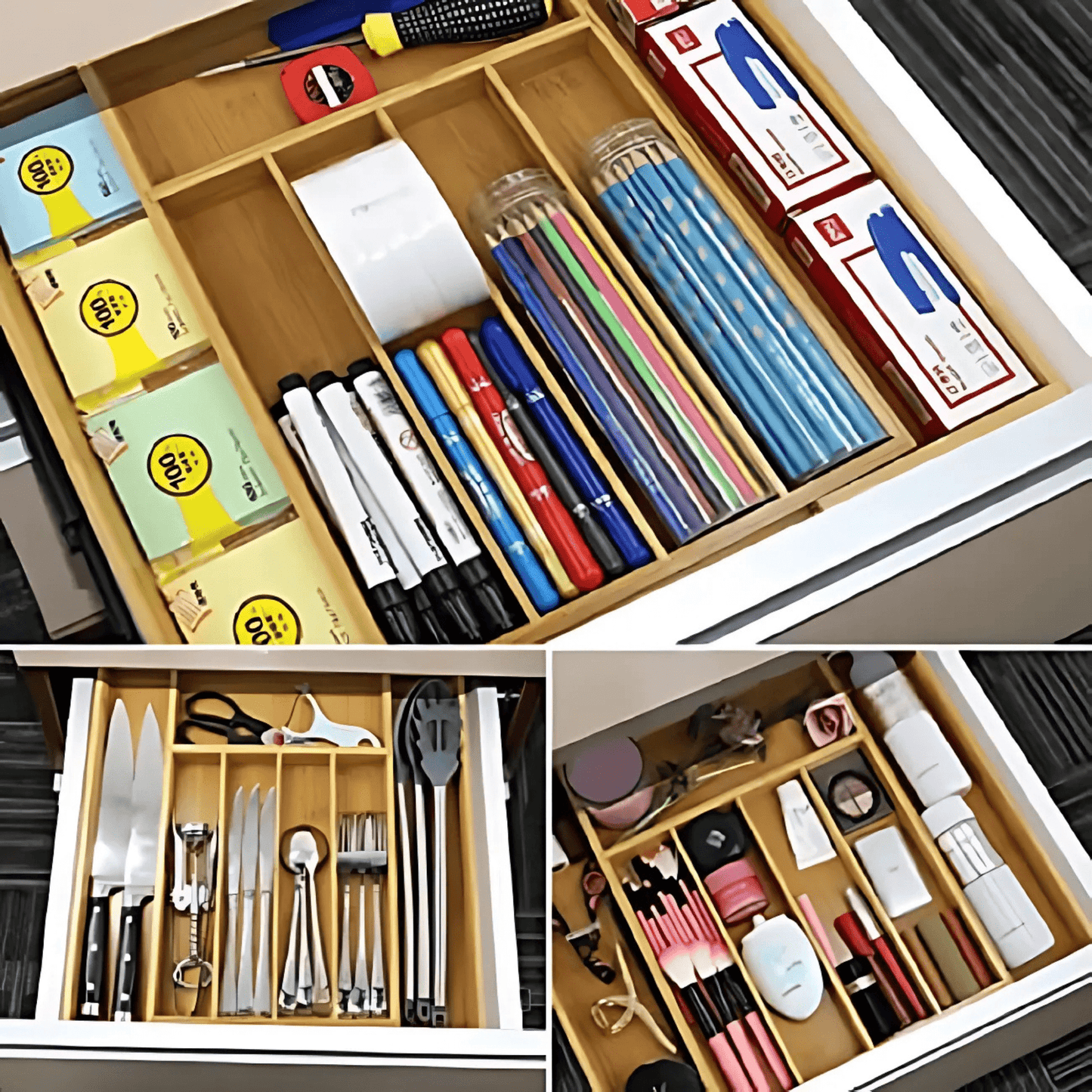 Adjustable Bamboo Cutlery & Organiser Tray – Eco - Friendly Bamboo – Serving Tray in South Africa from Aegis Homewares
