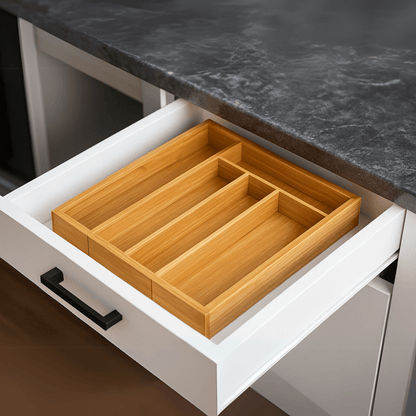 Adjustable Bamboo Cutlery & Organiser Tray – Eco - Friendly Bamboo – Serving Tray in South Africa from Aegis Homewares