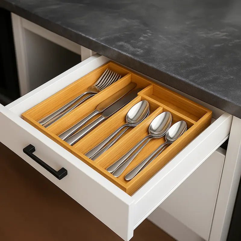 Adjustable Bamboo Cutlery & Organiser Tray – Eco - Friendly Bamboo – Serving Tray in South Africa from Aegis Homewares
