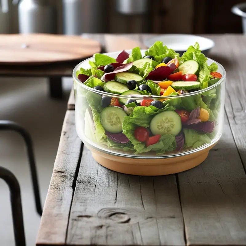 Bamboo Essence Salad Bowl – Glass with Bamboo Base – Salad Bowl in South Africa from Aegis Homewares
