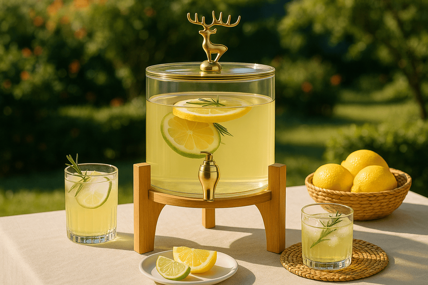 Bamboo & Gold Beverage Dispenser – 5L or 8L – Juice Dispenser in South Africa from Aegis Homewares