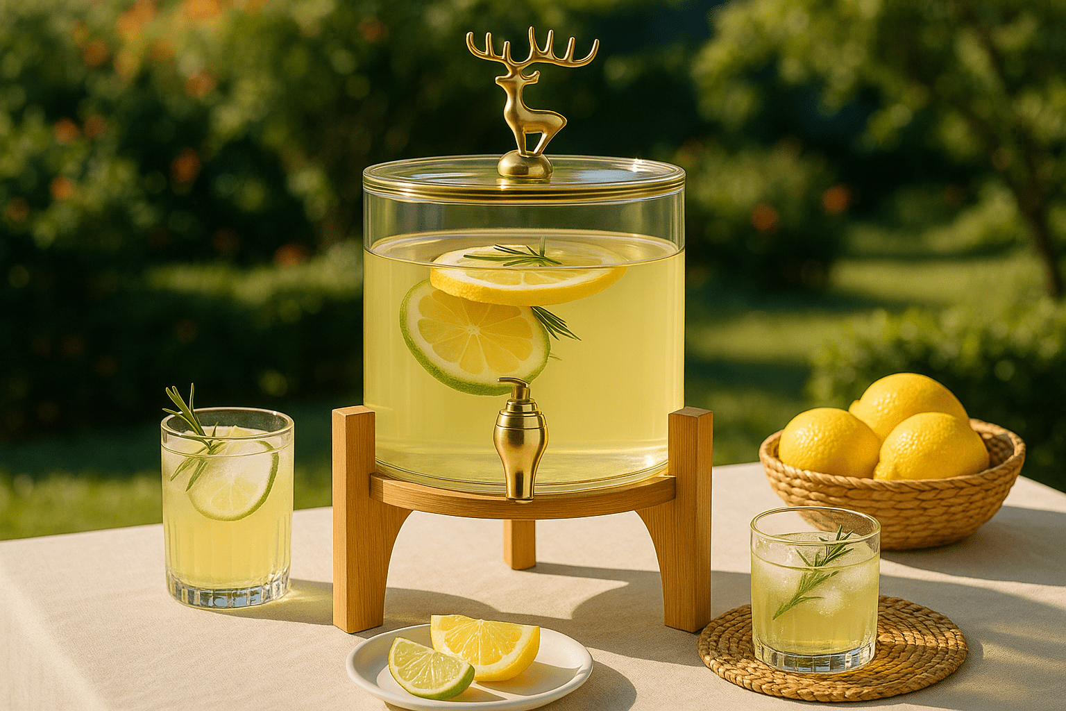 Bamboo & Gold Beverage Dispenser – 5L or 8L – Juice Dispenser in South Africa from Aegis Homewares