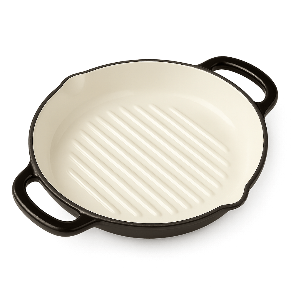 Black or Grey Enamel - Coated Cast Iron Grill Pan – 26cm – Dual Handles – Grill Pans in South Africa from Aegis Homewares