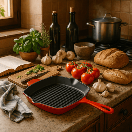 Cast Iron Grill Pan - 26CM – Red or Grey – Grill Pans in South Africa from Aegis Homewares