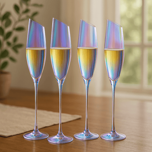 Deluxe Rainbow Champagne Slanted Flute Glass Party Stemware – Champagne Glass in South Africa from Aegis Homewares