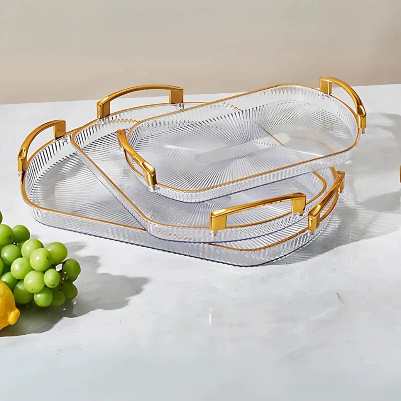 Elegant Acrylic Tray with Gilt Handles – Rectangular Luxury Design (Set of 3 Sizes) – Serving Tray in South Africa from Aegis Homewares