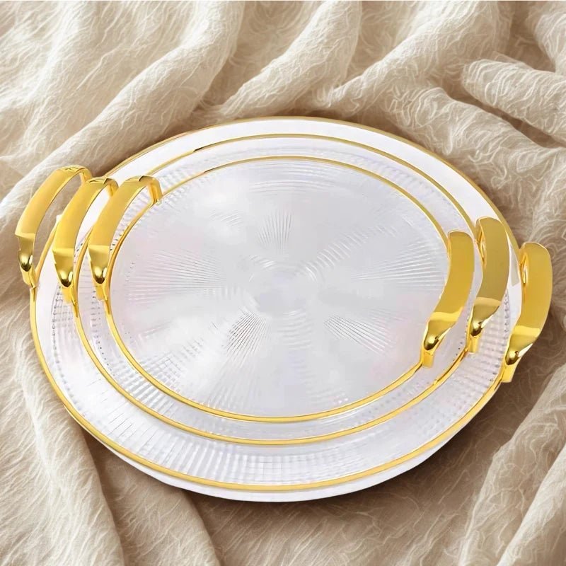 Elegant Round Acrylic Tray Set with Gold Handles – Set of 3 – Serving Tray in South Africa from Aegis Homewares