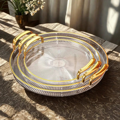 Elegant Round Acrylic Tray Set with Gold Handles – Set of 3 – Serving Tray in South Africa from Aegis Homewares