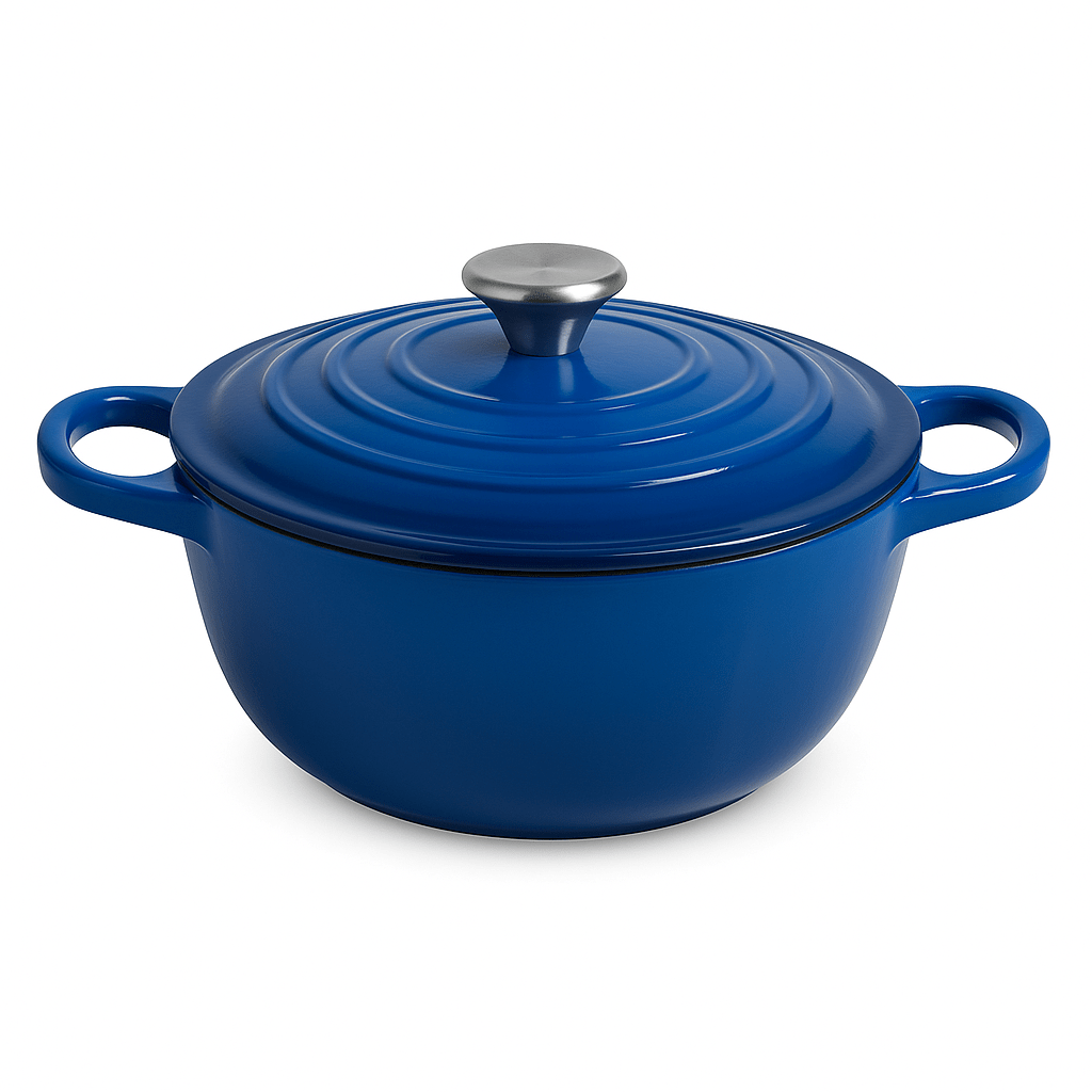 Enamel - Coated Cast Iron Casserole Pot with Lid – 26cm – Black or Blue – Casserole Pots in South Africa from Aegis Homewares