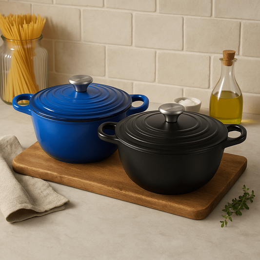 Enamel - Coated Cast Iron Casserole Pot with Lid – 26cm – Black or Blue – Casserole Pots in South Africa from Aegis Homewares
