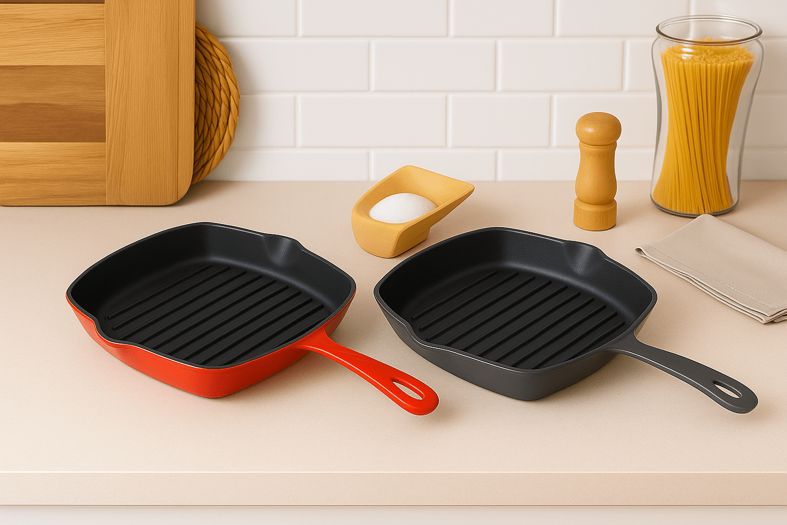 Enamel - Coated Cast Iron Grill Pan – Red or Grey – 26cm – Grill Pans in South Africa from Aegis Homewares