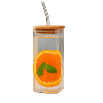 Glass Tumbler with Bamboo Lid and Straw – 400ml – in South Africa from Aegis Homewares