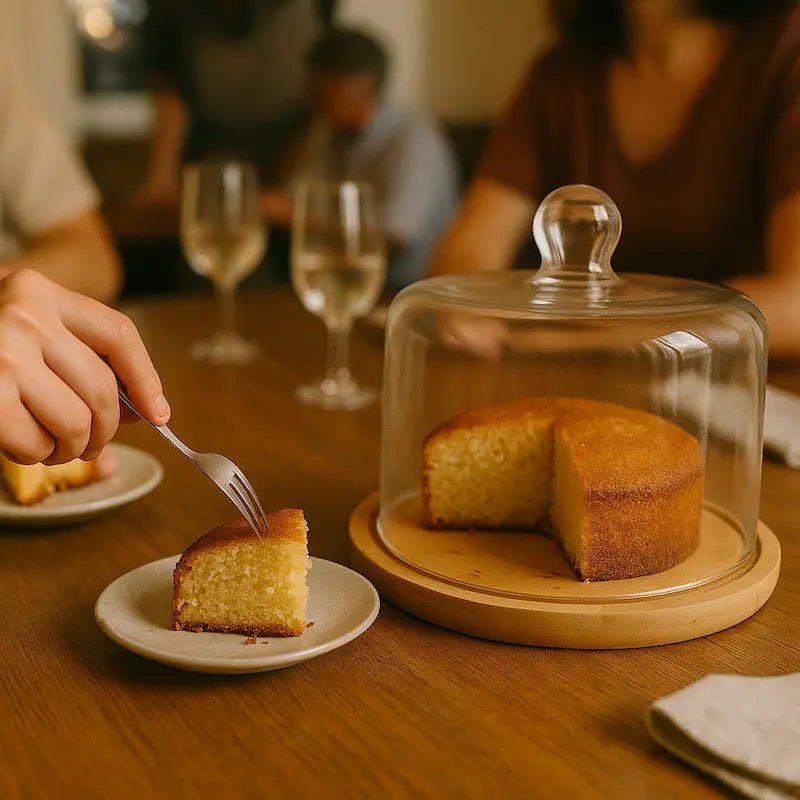 Natural Bamboo Cake Dome – 28cm Glass Cover and Base – Cake Dome in South Africa from Aegis Homewares