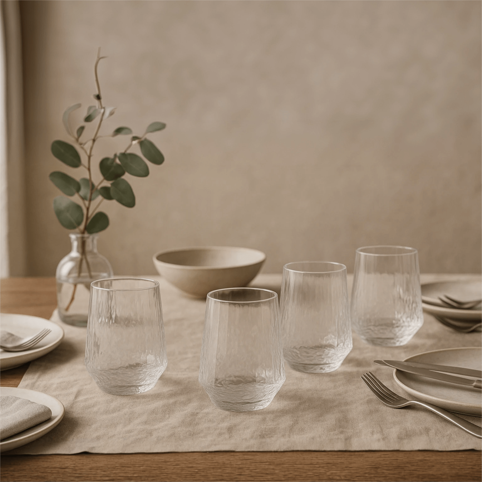 Set of 4 Diamond - Cut Drinking Glasses – 500ml – Drinking Glass Set in South Africa from Aegis Homewares