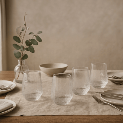 Set of 4 Diamond - Cut Drinking Glasses – 500ml – Drinking Glass Set in South Africa from Aegis Homewares