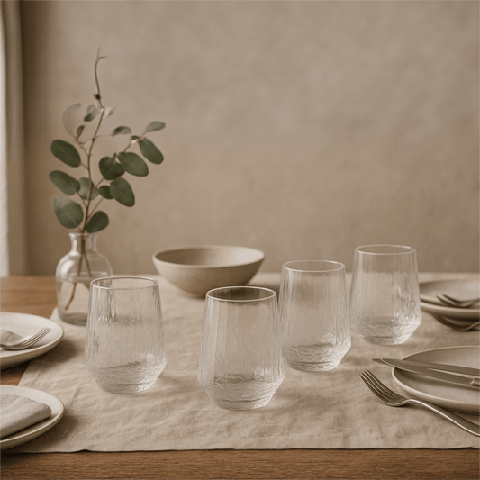 Set of 4 Diamond - Cut Drinking Glasses – 500ml – Drinking Glass Set in South Africa from Aegis Homewares