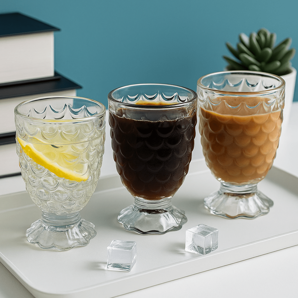 Vintage Pineapple - Textured Glass Goblet – 230ml – Drinking Glass Set in South Africa from Aegis Homewares