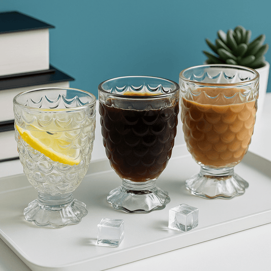 Vintage Pineapple - Textured Glass Goblet – 230ml – Drinking Glass Set in South Africa from Aegis Homewares