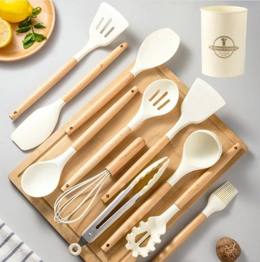 Wooden Handle Silicone Kitchen Set – Utensil Set in South Africa from Aegis Homewares